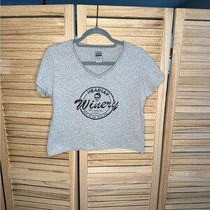 Gildan Gray Crop Top with Graphic Print